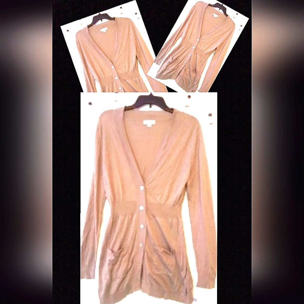Women's Cream XL Maternity Button Up Cardigan Sweater/Cover-Up W/ Pockets